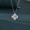 925 Silver Four-Leaf Clover Moissanite Pendant Necklace for Women-0-0