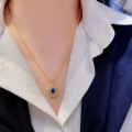 wholesale Metal Material, ZHUOZHIFAN Jewelry New Italian Craftsmanship Court Style 6*8 Simulated Sapphire Necklace Pendant Live-0-2