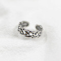 wholesale S925 Sterling Silver Korean-style Fashion Retro Vintage Hollow Mesh Open Joint Ring Pinky Ring-0-1