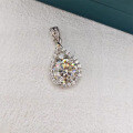 925 Silver Moissanite 3ct Pear Pendant Necklace-0-2