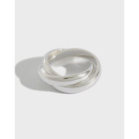 wholesale S990 Sterling Silver Korean Version INS Style Niche Minimalist Closed Ring with Cross Lines Design for Women-Plain Silver No. 10