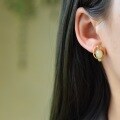 wholesale Gold-Plated 925 Silver Openwork Hollow Out Hetian Jade Earrings Hanfu Cheongsam Vintage Earrings Cabochon Gemstone Earrings-0-1