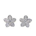 wholesale S925 Silver H-style Floral Earrings with Petal Studs, Full of Diamonds, Elegant and High-End Design, New Release-0-4