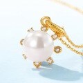 wholesale S925 Sterling Silver Korean New Fashion Commute Minimalist Geometric Pearl Pendant Anemone Necklace Drop Shipping-0-3