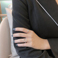 wholesale S925 Sterling Silver 151 Korean Version Minimalist Vintage Small Love Twist Adjustable Open Ring Versatile Silver Ring-0-3