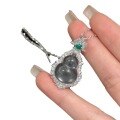 wholesale 925 Sterling Silver New Chinese Style High Ice White Glass Type Slightly Included Gourd "Fu Lu" Pendant Necklace for Women with Vivid Green Top Bead-0-4