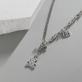 wholesale S925 Sterling Silver 007 Korean Version Ins Minimalist Niche Design Versatile Little Bear OT Buckle Cross Chain Textured Necklace for Women-0-0