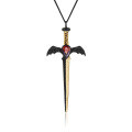 wholesale S925 silver dark-themed designer high-end dagger pendant with Gothic style and natural gemstone necklace-0-6