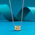 wholesale S925 Silver Zhuo Zhifan New 6*8 Sugar Cube Yellow Diamond High-Carbon Diamond Necklace Fashion Pendant for Women 40+5cm-0-0