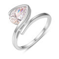 wholesale Plated in S925 Silver with Moissanite, the serpentine open-ring design in a waterdrop shape embodies a light luxury style and is a best-selling trend for women-0-4