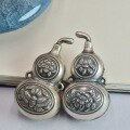 wholesale S925 Sterling Silver Retro Ethnic Style Peony Gourd Pendant, Antique Silver Carved Gourd Bead, Braided Cord Necklace Pendant-0-5
