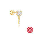 wholesale S925 Sterling Silver Marquise Heart Diamond-Cut Cylindrical Threaded Ear Cuff-0-4