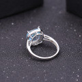 wholesale Fashionable natural topaz ring for women, lightweight luxury with a premium feel, S925 silver set with 10*10mm natural gemstone ring-0-2