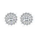 wholesale S925 Sterling Silver Moissanite Sunflower Stud Earrings, Versatile and Simple Fashion Earrings for Wholesale Live Streaming-0-4