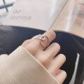 wholesale S925 Sterling Silver Geometric Irregular Line Wide Band Open Ring FashionStyle Index Finger Ring-0-3
