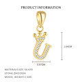 wholesale S925 Sterling Silver, Fashionable And Luxurious Crown Design With Zircon, Diy 26 English Letter Pendant Necklace, Versatile For European And American Styles-0-25