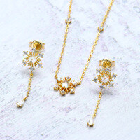 wholesale S925 Sterling Silver Gold-Plated Christmas Snowflake Necklace, Light Luxury Niche Design Japanese and Korean Style Pendant for Women-Korean Style Snowflake White Topaz Necklace 925 Silver