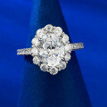 wholesale 18K Gold Jewelry New Style Simulated Diamond Ring 7*9 Oval White Diamond Ice Flower Cut Engagement Ring for WomenIns-0-2