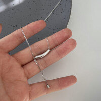 wholesale S925 Sterling Silver Minimalist Arc Smile Pendant Necklace for Women, Summer Simple Accessory, Understated Luxury Niche Style-Tassel Eggplant Necklace 925 Silver