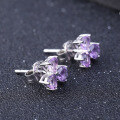 wholesale S925 Sterling Silver Natural Amethyst Heart-shaped Stud Earrings, Fashionable Light Luxury Minimalist Style with Natural Colored Gemstones-0-1