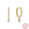 wholesale S925 Sterling Silver Four-Prong Diamond Hoop Earrings, Classic Cross-Border Hot-Selling Ins Style-0-0