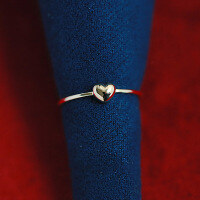 wholesale S925 sterling silver heart ring, French vintage-style heart-shaped adjustable index finger ring, minimalist and niche design ring-Copper with gold plating>Adjustable opening