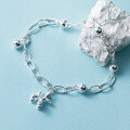 wholesale 990 Sterling Silver Fresh and Sweet Ins-style Balloon Dog Beaded Pearl Chain Bracelet S7894-0-1