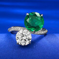 wholesale S925 Silver 10mm Simulated Emerald Round DiamondIns2023-0-5