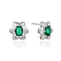 wholesale S925 Sterling Silver Rhinestone Floral Ear Studs, Korean-style Dainty Fresh and Elegant Women's Earrings-0-4