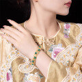 wholesale Metal Material: 925 Silver Gold Plated, High Carbon Diamond, Ancient Gold Technique, Muzo Green, New Chinese Style Jewelry, Qipao Women's Bracelet-0-1