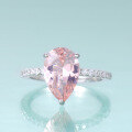 wholesale S925 silver minimalist pear-shaped gemstone ring 7*9mm teardrop with colored gemstone, stackable wedding ring-0-11