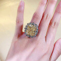 wholesale S925 Sterling Silver New ZHUO ZHI FAN Exquisite Inlaid Imported High Carbon Diamond Radiant Ice Flower Cut 14*16 Yellow Diamond Ring-0-3