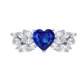 wholesale 925 Sterling Silver Simulated Sapphire Heart-Shaped Ring for Women, 7*7 Ice Flower Cut, Live Broadcast Best-Seller-0-4