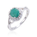 wholesale S925 Sterling Silver Vintage Natural Emerald Ring with Sapphire and Colored Gemstone Ring for Summer-0-0