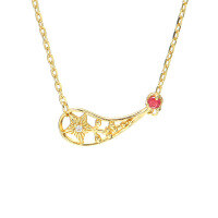 wholesale S925 Silver Natural Ruby Meteor Necklace for Women, Korean and Japanese Style Small Fresh Star-Shaped Collarbone Chain, Starlight Series Pendant-Natural Ruby Shooting Star Necklace>925 Silver