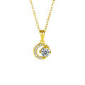 Sterling Silver Star Moon Necklace with Moissanite Pendant, Women's Fashion Choker Wholesale-0-5