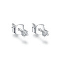 wholesale S925 Sterling Silver Four-Prong Zircon Ear Studs Fashion Minimalist Personality Trendy Sweet and Cool INS Daily Wear Earrings-0-4