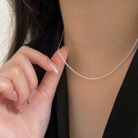 wholesale 925 Sterling Silver Minimalist Geometric Snake Bone Necklace for Women, Forest-Inspired Light Luxury, Delicate and Fresh, Understated Collarbone Chain-Sterling silver
