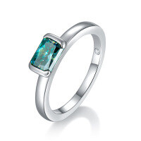 wholesale 18k Gold Plated S925 Silver 5*7mm Green Radiant Cut Moissanite Women's Ring, New Cross-Border Best Seller-1ct US size 5.5