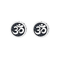 wholesale S925 Sterling Silver Thailand Trendy Personalized Mantra Stud Earrings Retro Punk Style Unisex Earrings-YFR023/approx. 2.01g>925 silver
