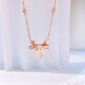 wholesale S925 Sterling Silver New Bow Tie Pendant Necklace for Women, Small Minimalist Design, Luxurious High-End Feel, Gift for Girlfriend, Collarbone Chain-0-0