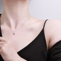 S925 Silver Cross-Border European and American Pendant Necklace with Moissanite and Princess Cut, Women's Fashion Rectangle Choker-0-2