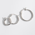 wholesale Metal S925 Silver Ear Studs with Smooth Round Hoop, Geometric Hollow Circle Design, Trendy Internet-Famous Earrings E9786-0-0