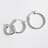 wholesale Metal S925 Silver Ear Studs with Smooth Round Hoop, Geometric Hollow Circle Design, Trendy Internet-Famous Earrings E9786-Gold 925 silver 1.3CM