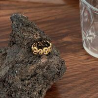 wholesale S925 Sterling Silver Ancient Method Gold Wide Heavy Knitted Open Adjustable Ring for Women, Small Niche Design, Versatile and High-End-Geometric irregular style (opening + sterling silver)