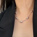 wholesale S925 Sterling Silver Heavy Craftsmanship Bamboo Knot Bead Necklace for Women, Japanese and Korean Summer New Arrival, High-End Versatile Stylish Choker-0-2
