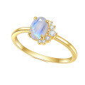 wholesale S925 Sterling Silver Plated with Natural Creamy Blue Moonstone Fashionable and Unique Gold-Tone Ring In Stock-0-4