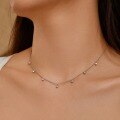 wholesale S925 Sterling Silver Light Luxury Series Women's Round Zircon Starry Sky Design Small Ins Style Choker Necklace-0-1
