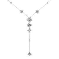 wholesale S925 Sterling Silver 553 Niche Minimalist Ins Style Elegant Tassel Dogwood Pendant with Crystal Accent Necklace for Women-Platinum 925 silver