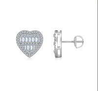925 Sterling Silver Custom Butterfly Camellia Earrings, Trendy and Unique-E15075 Moissanite 1.5*2.5mm + 112 ear tips  925 silver threaded ear tips 6m